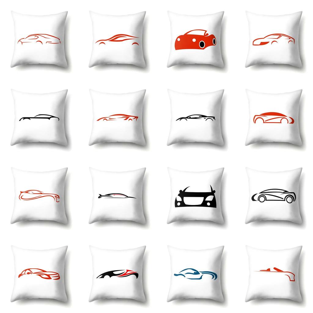 Sports Car Striped Pillowcase Office Cushion Cover Living Room  Waist