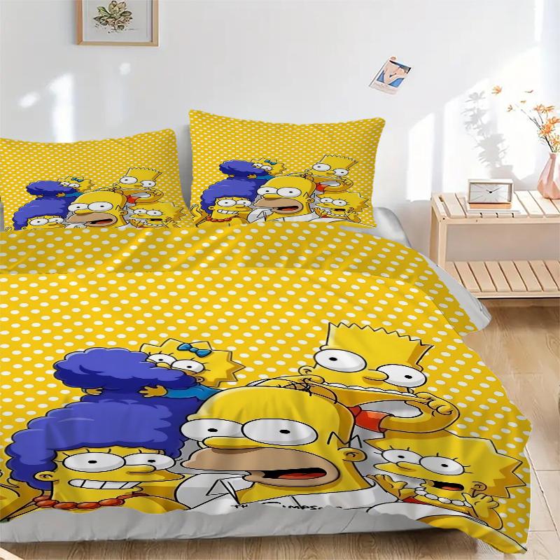 3Pcs Simpsons Family Adventure Bedding Sets For All Sizes New 3D Printed Bed Cover Comforter Duvet Cover Pillowcase Bedroom Decoration
