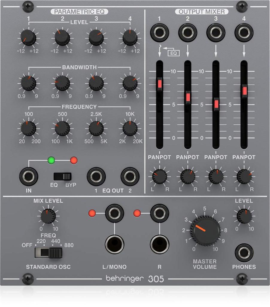 Behringer Analog Synthesizer Modular Eurorack Module Eurorack Compatible Analog Module SYSTEM100 Series 305 Gray EQ/MIXER/OUTPUT EQ/MIXER/OUTPUT