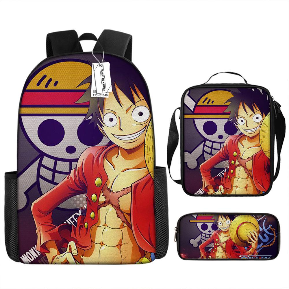 Рюкзак One Piece Школьный рюкзак для студентов Рюкзак Луффи Сумка-портфель Пенал
