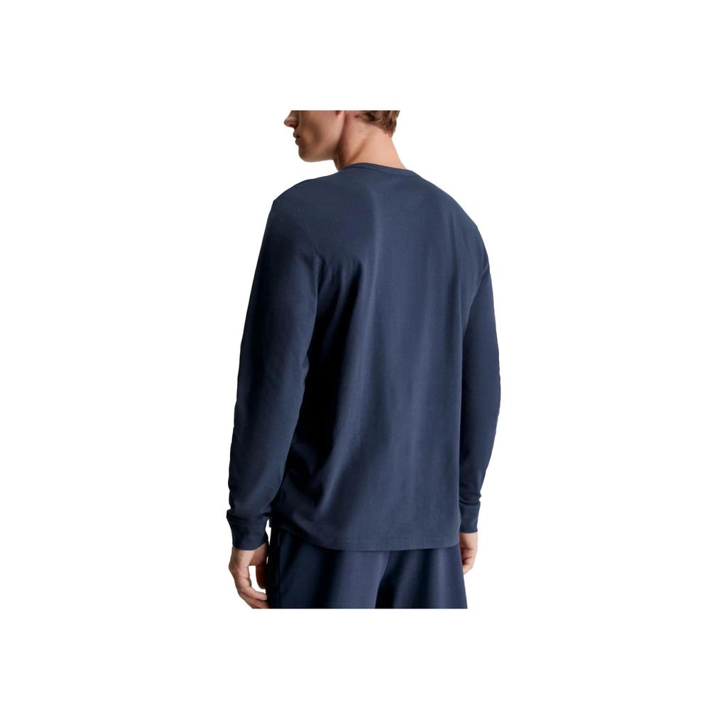 Calvin Klein Футболка Lounge с длинным рукавом - Современная структура с буквенным принтом, круглый вырез, мужские топы, темно-синие, NM2171E-CCU