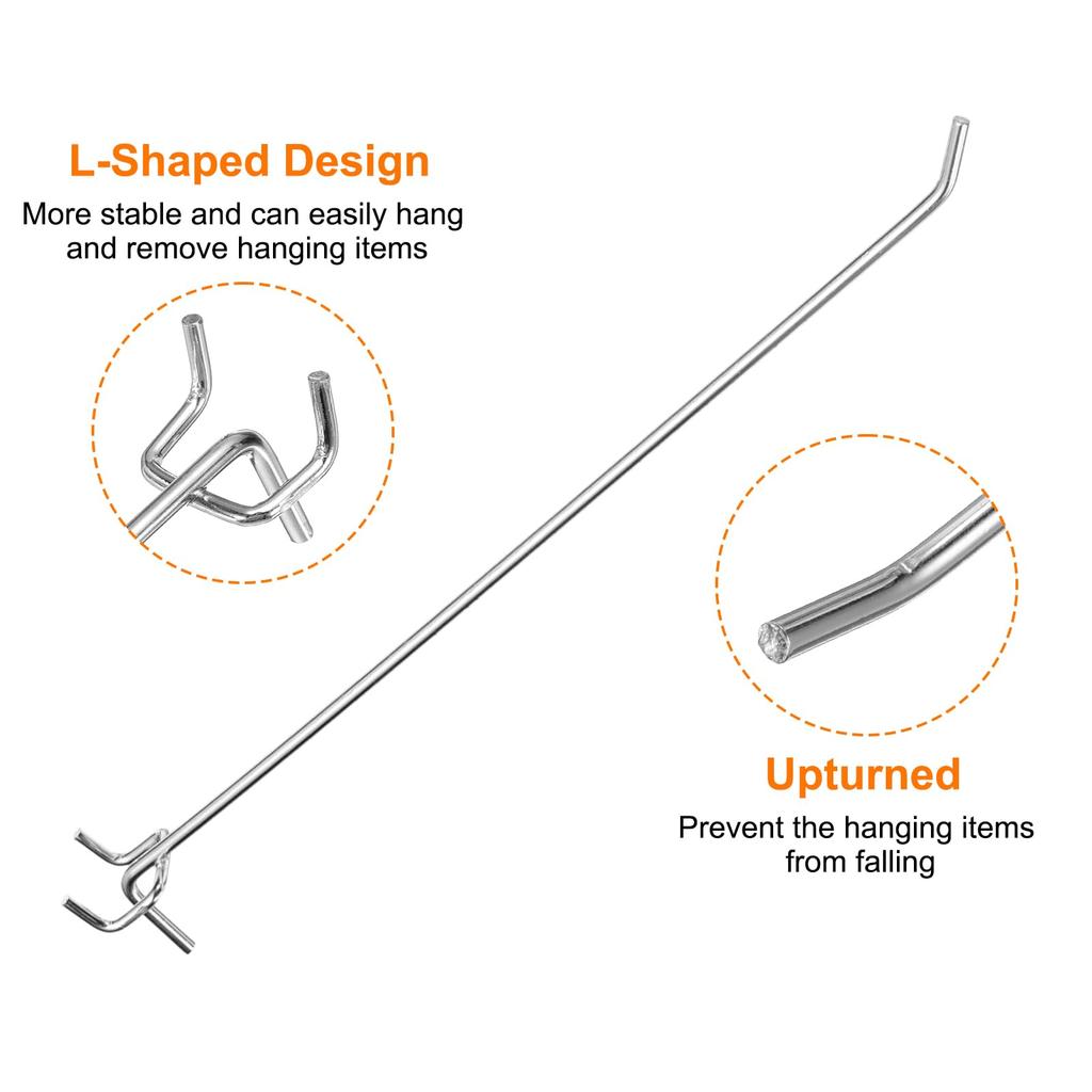 Uxcell Держатель для перфорированной доски из нержавеющей стали для инструментов, серебристый, 60 шт., крючки 12 дюймов, настенный, для верстака, гаража, кухни, мастерской, органайзер,