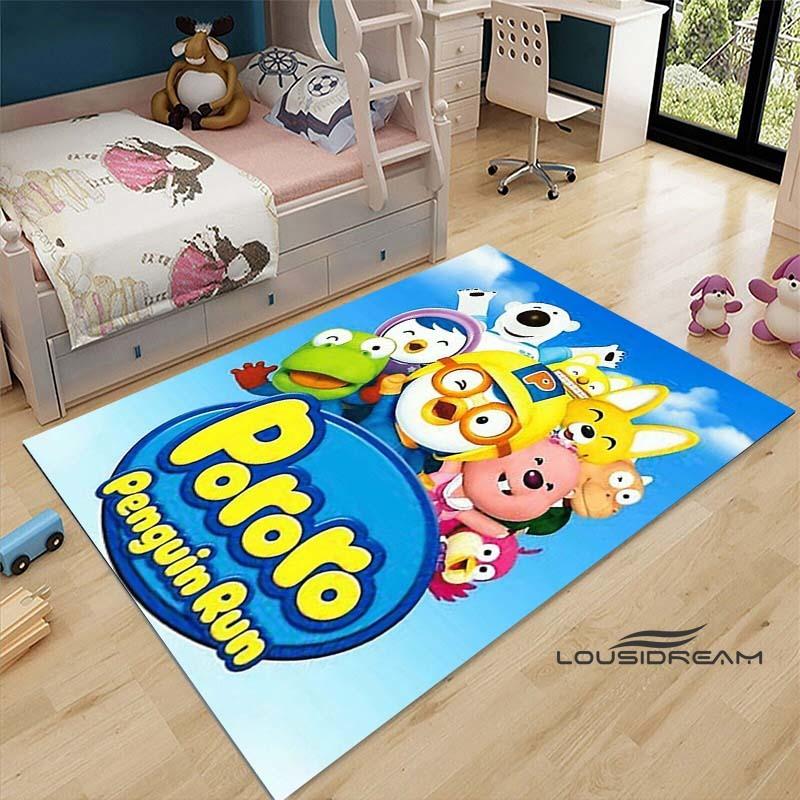 2026Cartoon P-Pororo-Park Pattern Carpets 15 Sizes Living Room Bedroom Bedside Floor Mat Area Rug Kid's Room Play Mat Home Decor