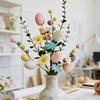 Easter Artificial Flower Bouquet Pastel Plastic Faux Floral Arrangement with Eggs and Berries - for Home Decor
