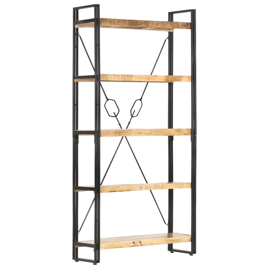 Bookshelf with 5 Shelves 90 x 30 x 180 cm Solid Mango Wood