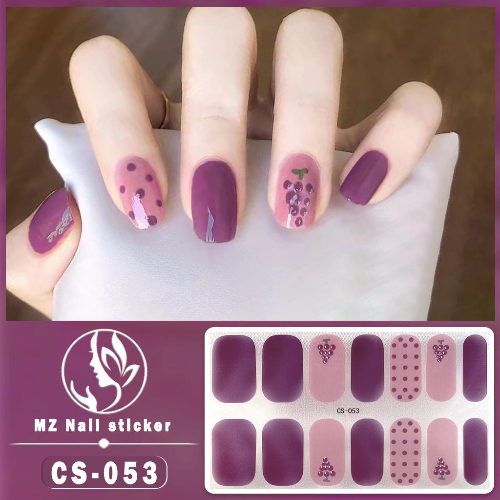 CS Waterproof No-Cure Gel Nail Wraps, Full Cover Spring & Summer Blend & Contrast Color Nail Stickers, Nail Patch Films