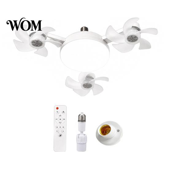 Smart Home Ceiling Fan 3/4/5 Blade with Light & Remote Control, 2-in-1 Silent LED Drone Foldable Blades, 3-Speed Dimmable E27 Socket for Bedroom