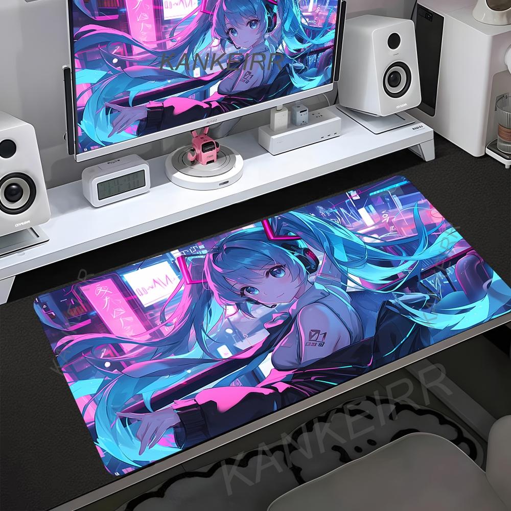 Popular virtual diva H-Hatsune Cute Miku Mouse Pad Non-Slip Rubber Edge Locking Mousepads Game Play Mat for Notebook PC Computer