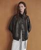 OSTKAKA High-Neck Leather Blouson Jumper Brown