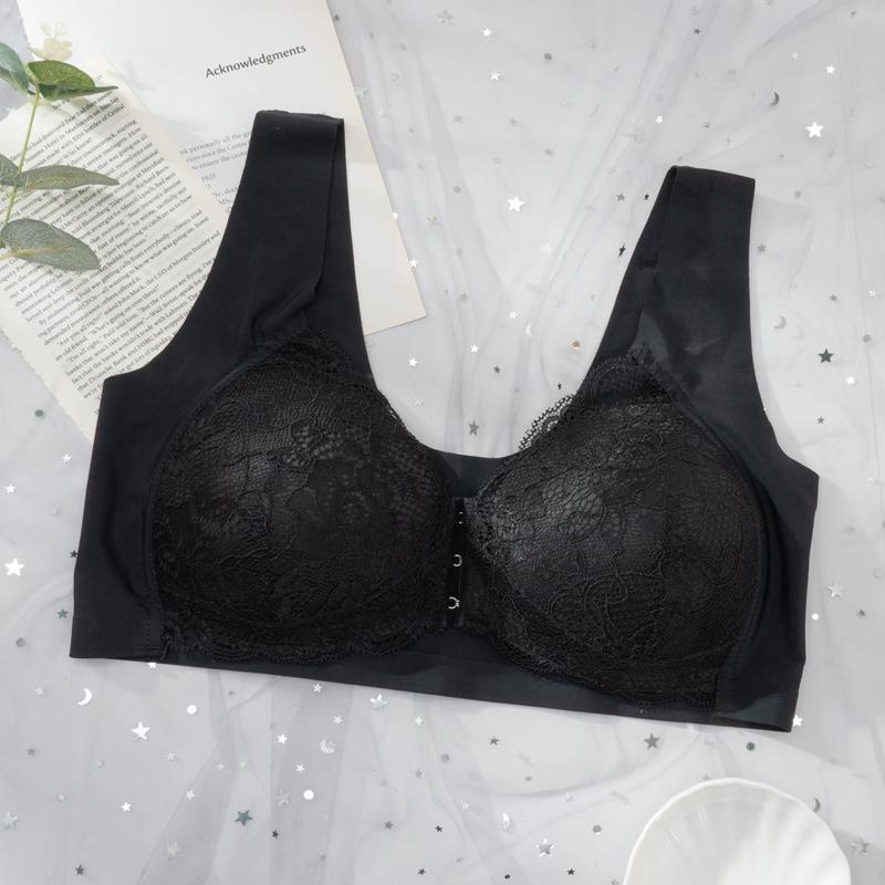 Front Buckle Plus Size Bra Underwear Lace Sexy Push Up Bra No Steel Ring Women's Underwear Bra