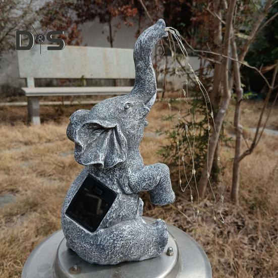 Садовая статуэтка слона на солнечных батареях, устойчивая к погодным условиям, дорожка для патио, светодиодная смоляная статуя слона, декоративная лампа, рождественский подарок