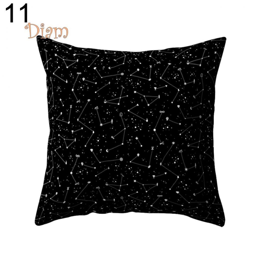 FS Black and White Geometric Throw Pillow Case Square Cushion Cover Soft Waist Rest Accessories