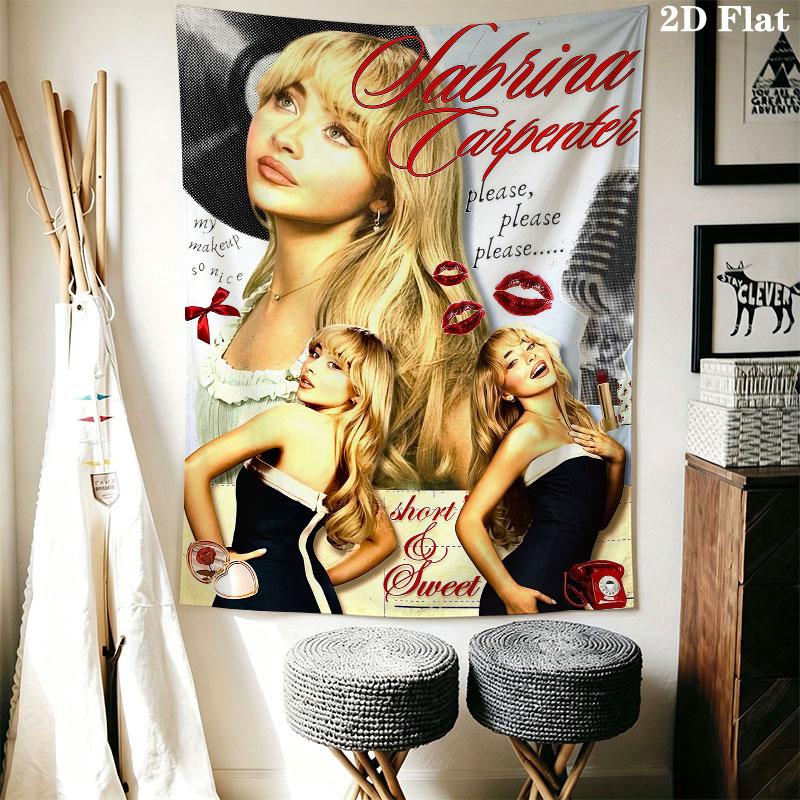 Sabrina Carpenter Melody Wall Hanging Printed Fabric Blanket Decorative Tapestries for Bedroom Living Room Home Decor