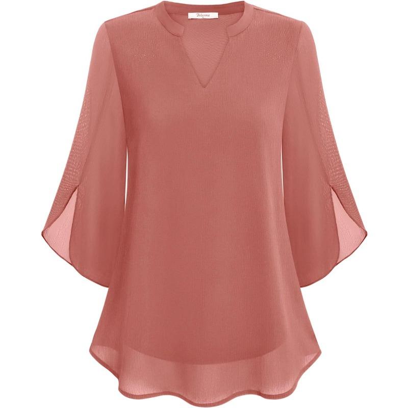 Летняя повседневная женская свободная шифоновая рубашка с рукавами-лепестками и V-образным вырезом