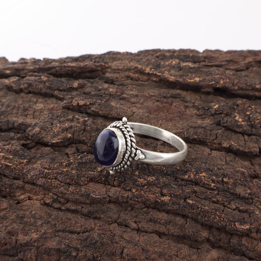 Кольцо с содалитом, Драгоценный камень 925 Проба Стерлинговое серебро Ювелирное кольцо, Украшения ручной работы Красивое кольцо, Подарок для нее