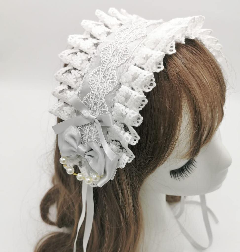 Очаровательное украшение для волос в стиле Лолиты с лентой, аксессуар для волос, бусины, цепочка, кружевная оборка, повязка на голову, косплей, кукла Мо, чайная вечеринка, прическа горничной, лолита, стильная готика