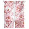 Beautiful Peony Pink Flowers Tulle Window Curtain For Living Room Bedroom Voile Sheer Curtains Kitchen Treatments Drapes