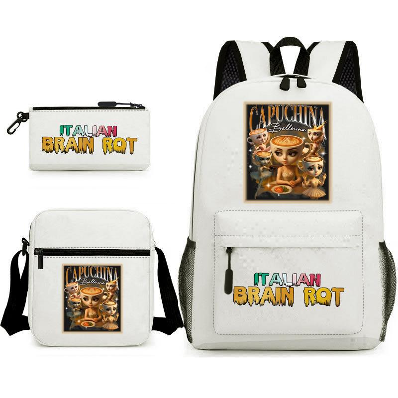 Abstract Foreign Shanhaijing Children's Schoolbag Tongtongsahur Cartoon Primary School Student Backpack Three-piece Set L