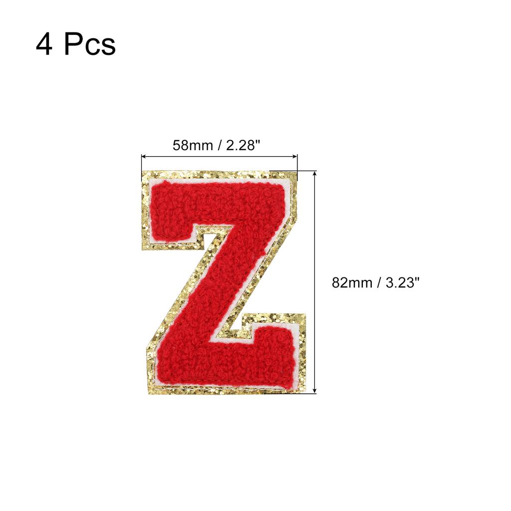 4pcs Embroidered Letter Patches Chenille Letter Patches Iron on Letter Patches Embroidery Patch Iron for Clothing Shoes Hats Red
