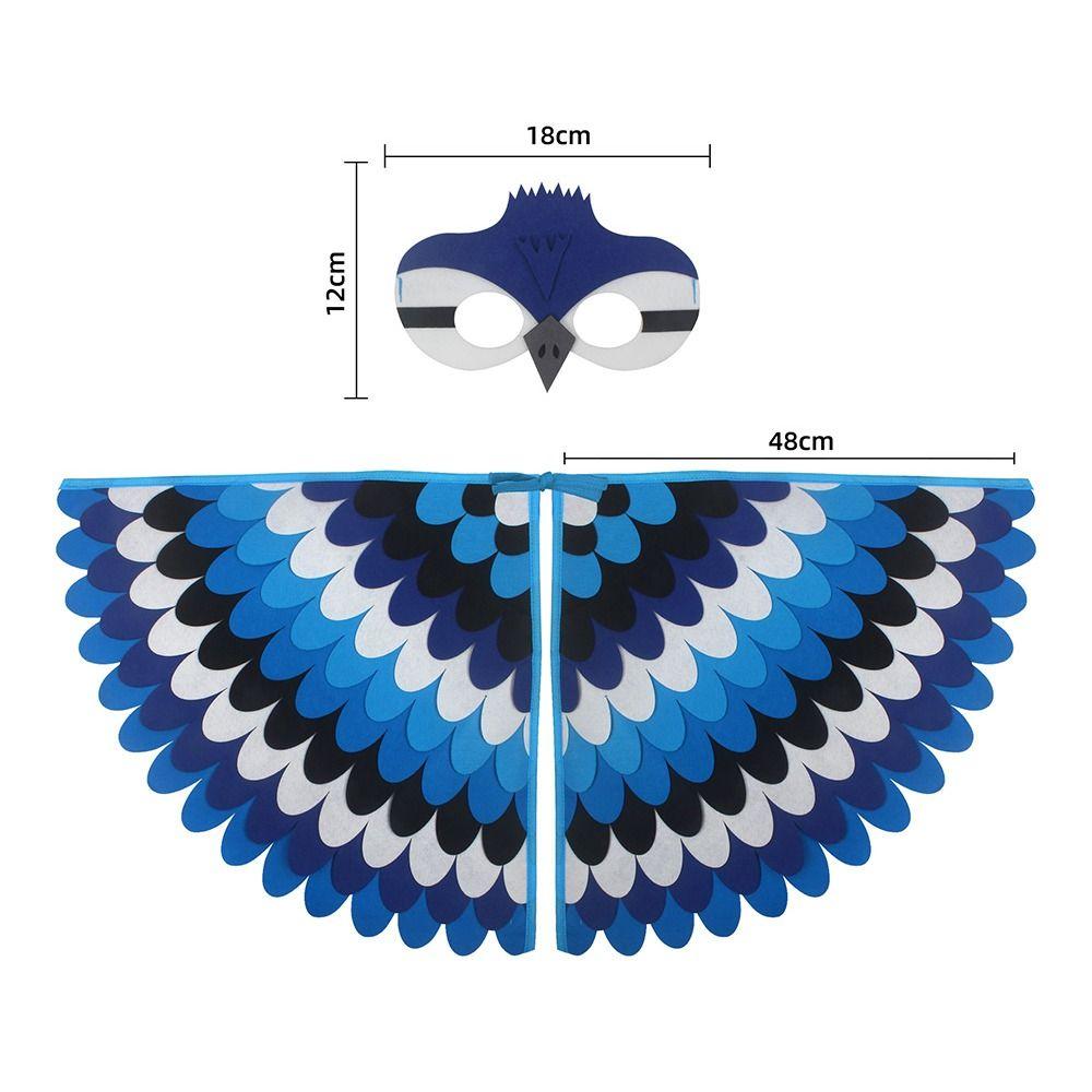 Peacock Owl Animal Bird Wings+Mask Suit Stage Performance Felt Winged Cloak Halloween Felt Cape