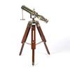 Brass Nautical and Antique Telescope Magnifying Glass with Optical Lens and Wooden Tripod Stand