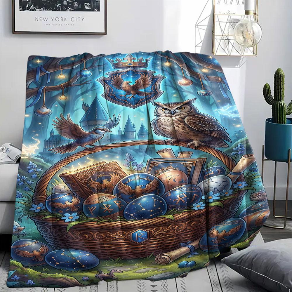 1Pc Easter Egg Print Flannel Blanket, High quality Comfortable for All Seasons, Home Decor, Warmth and Comfort, Perfect for Christmas Gifts