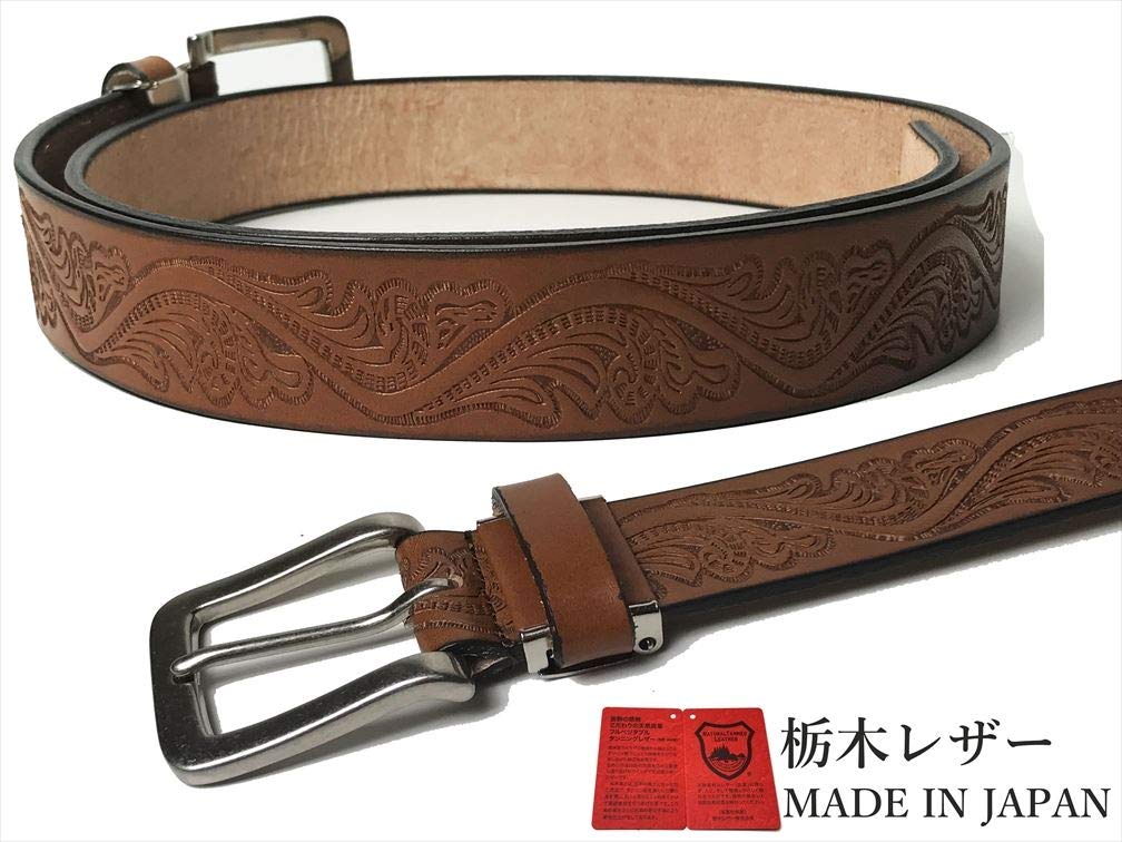 WING LEATHER Ремень из кожи Tochigi - Мужской повседневный ремень из натуральной кожи, Сделано в Японии, Коровья кожа, Местный, Стильный тисненый рисунок, 35 мм, W004, Размер M,