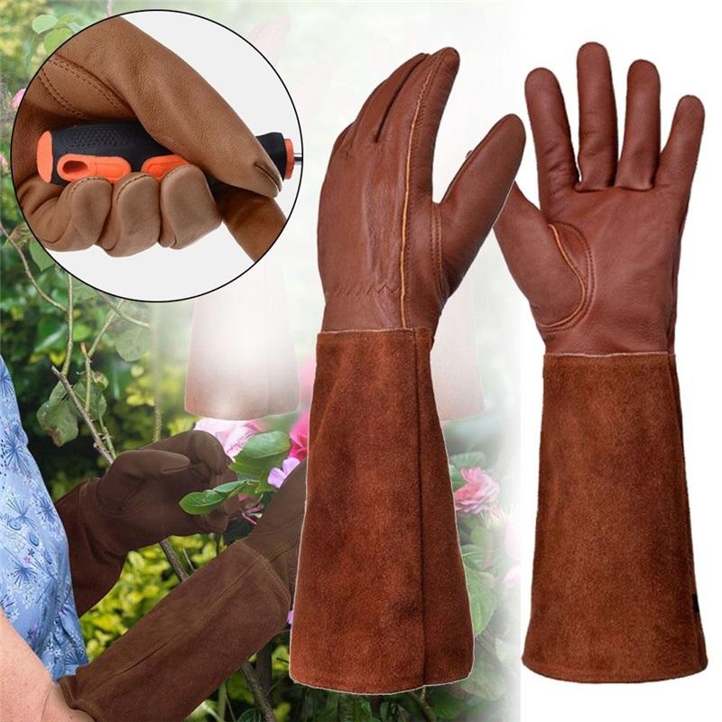 Длинные рукавицы для садоводства, защитные кожаные перчатки для обрезки, перчатки для посадки и садоводства, садовые перчатки с защитой от колючек