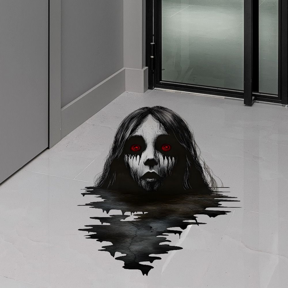 Fun Self-Adhesive Halloween Wall Decals Thriller Realistic Ghost Stickers Removable Wall Clings Party Layout