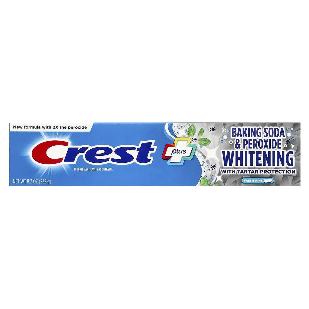 Plus, Fluoride Toothpaste, Baking Soda & Peroxide Whitening, Fresh Mint, 8.2 Oz (232 G)
