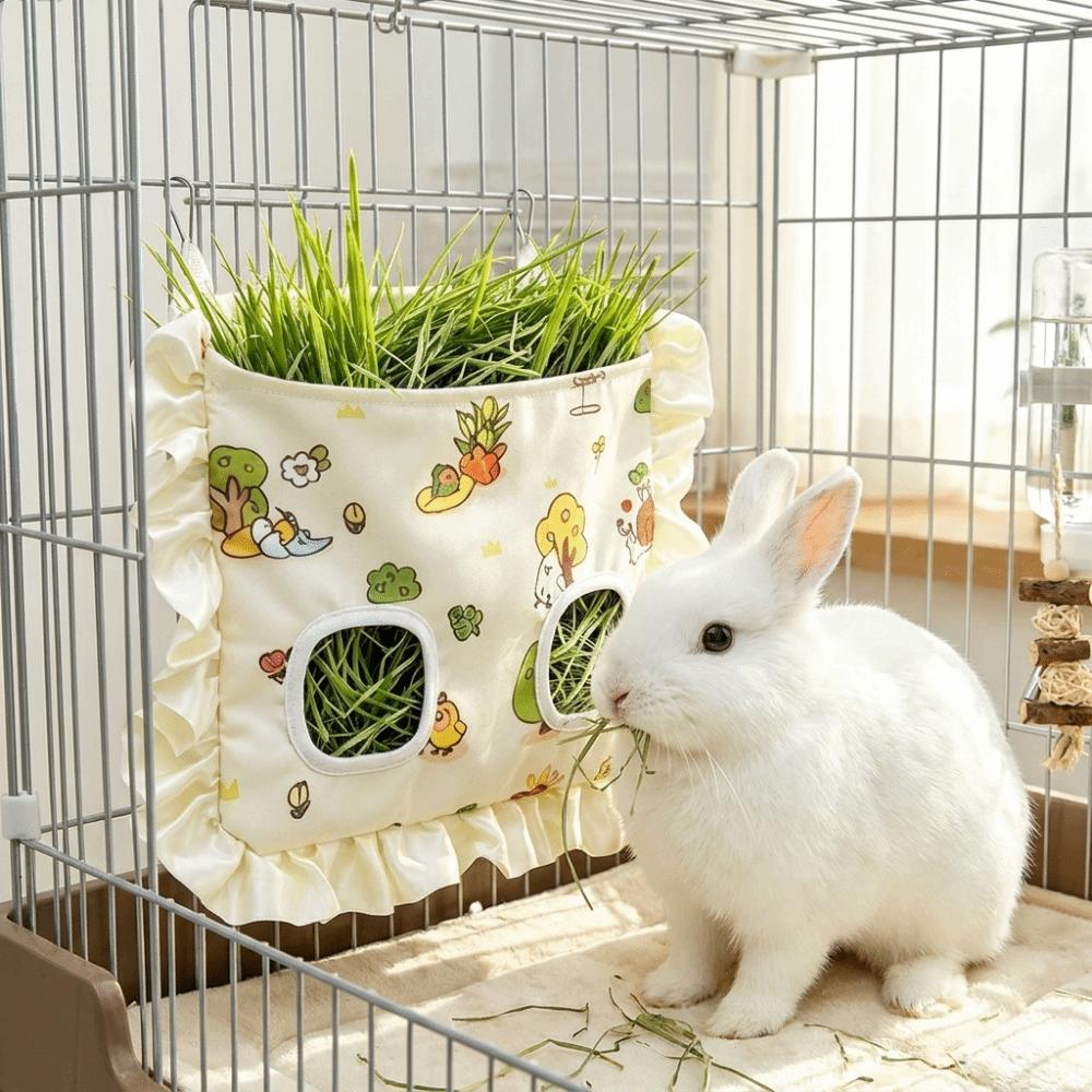 Magnetic Sealing Rabbit Hay Bag Leak-Proof Pet Feeding Bag Hanging Hay Feeder Cage Accessory