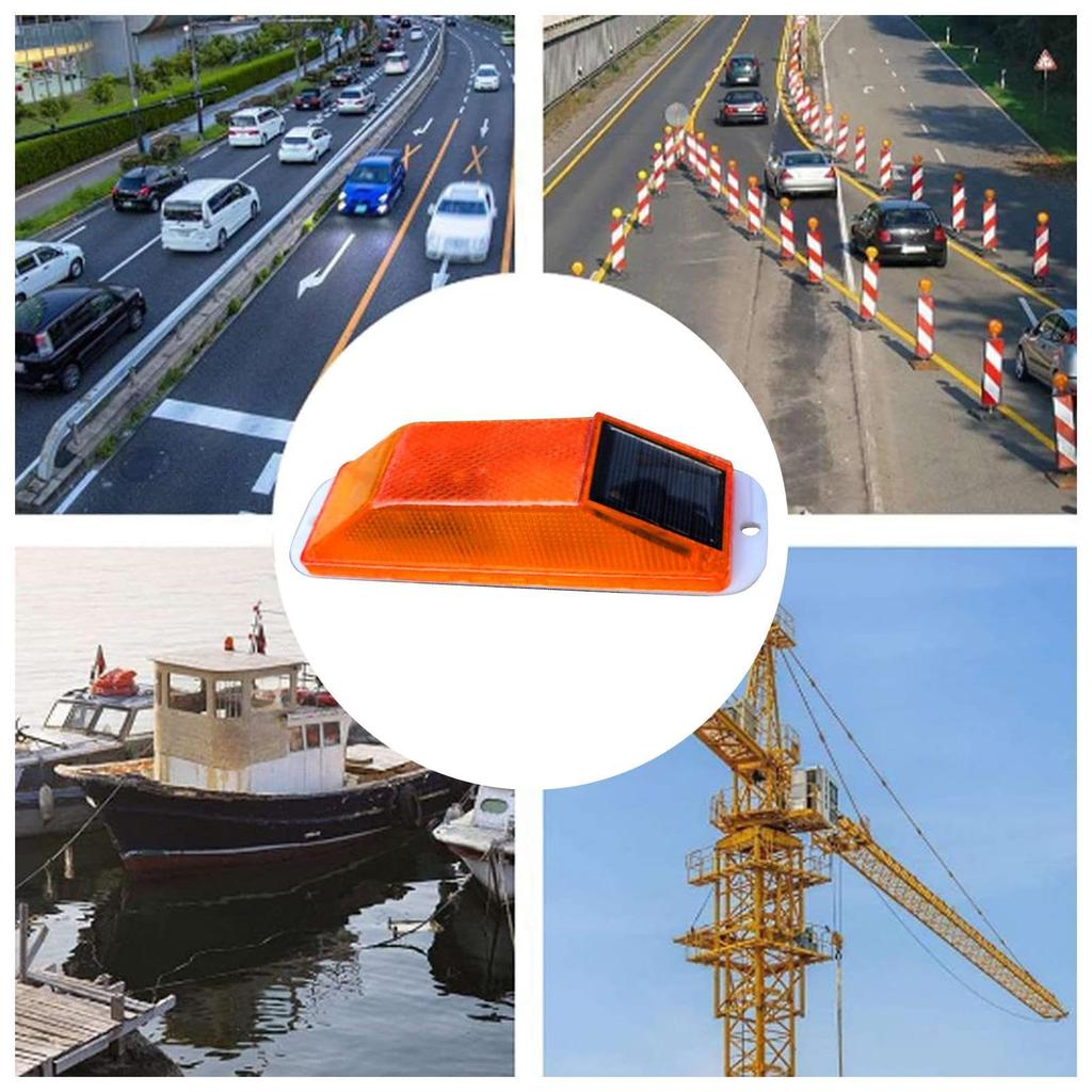 Solar Warning Light, LED Light, Strobe, Illuminance Sensor, Automatic Flashing, Flash, Ultra Brightness, Waterproof,