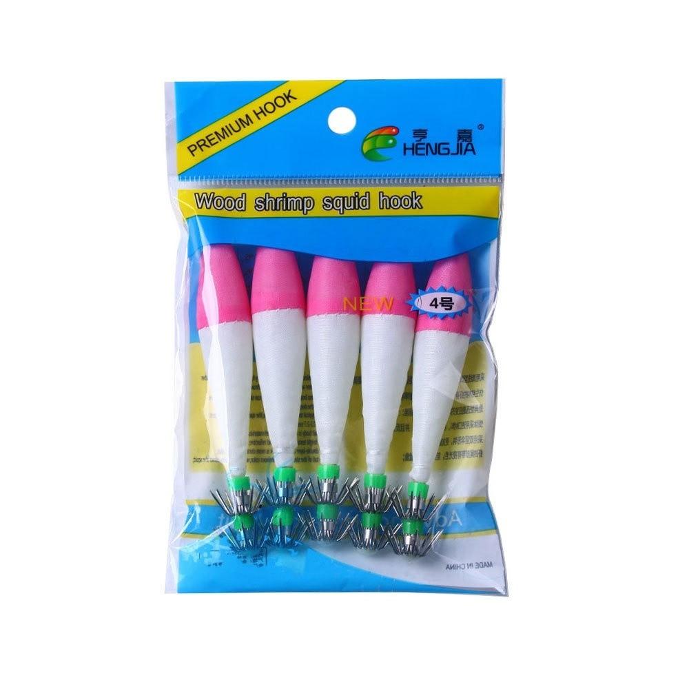 6.3g Wood Shrimp Lure Bright Color Cuttlefish Bait Shrimp Squid Hook Saltwater Fishing Tackle