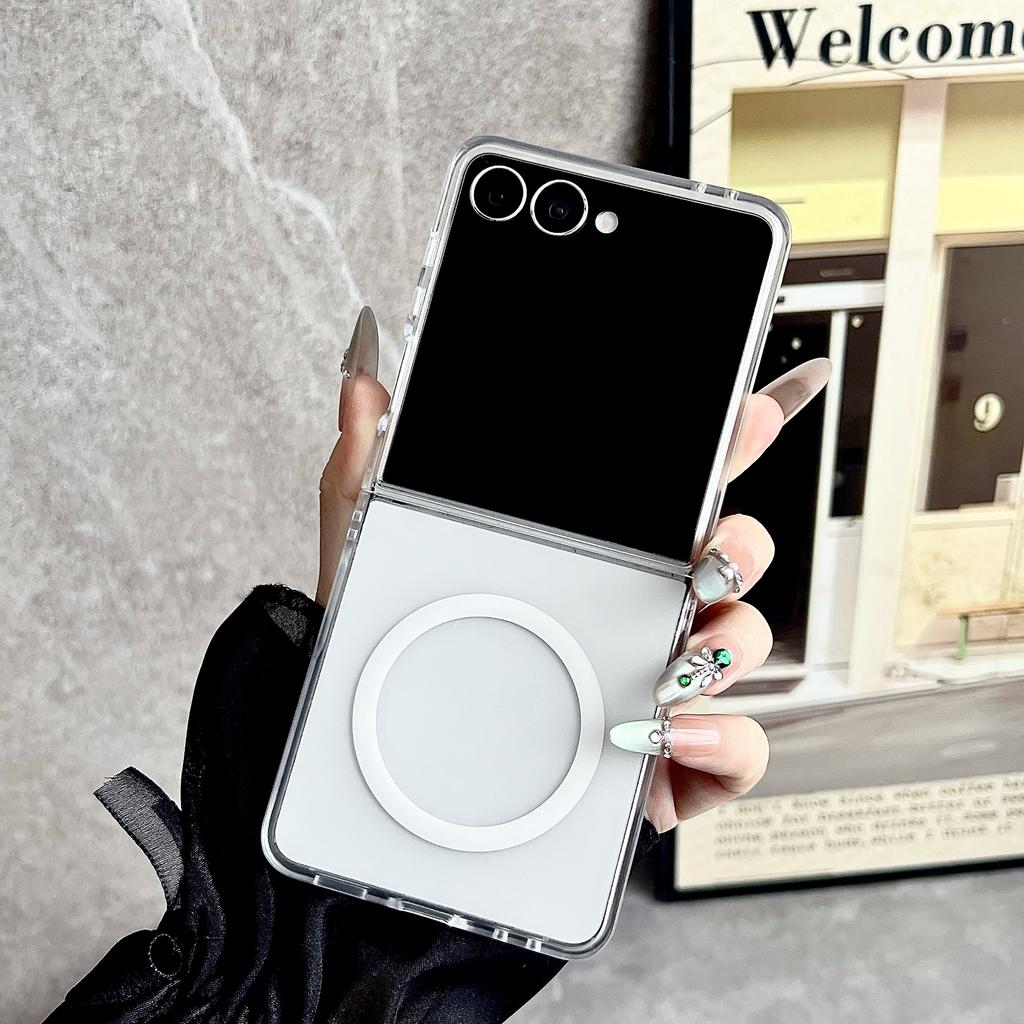 For Magsafe Phone Case for Samsung Galaxy Z Flip 8 7 6 5 4 3 Flip7FE Translucent Matte Magnetic Wireless Charging Hard Cover