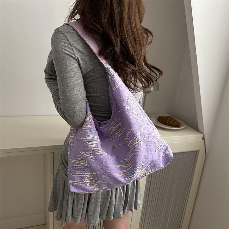 Стильная цветная полосатая холщовая сумка через плечо для женщин, идеально подходит для повседневной моды