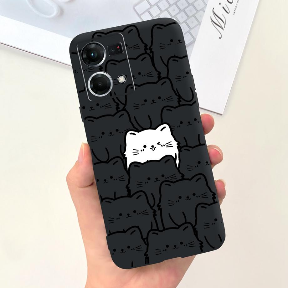 For Cover Reno 7 4G Case Shockproof Soft Silicone Phone Cases For OPPO Reno 7 Global CPH2363 Reno7 4G Back Cover Fashion Cat