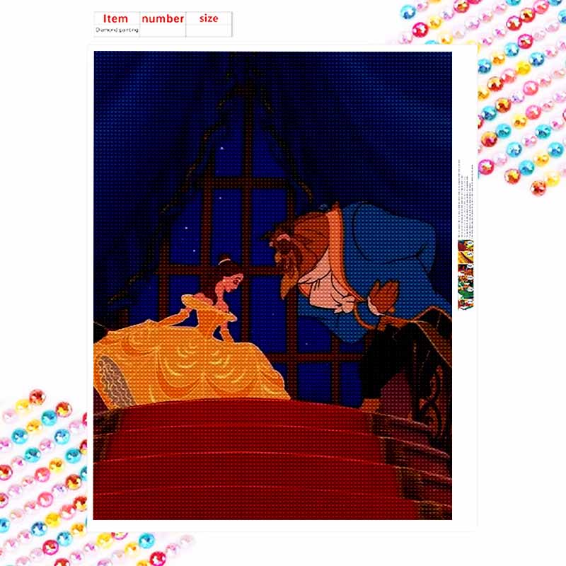 Disney Diamond Painting Kit  Beauty and Beast 5D DIY home decor and craft hobbyist ideal gift, beautifully designed