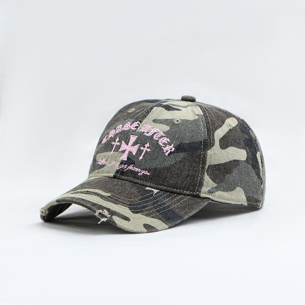 Retro Old Cross-Stitch Camouflage Baseball Cap For Men And Women Matching Face Small New Casual Soft Top Sun Baseball Cap