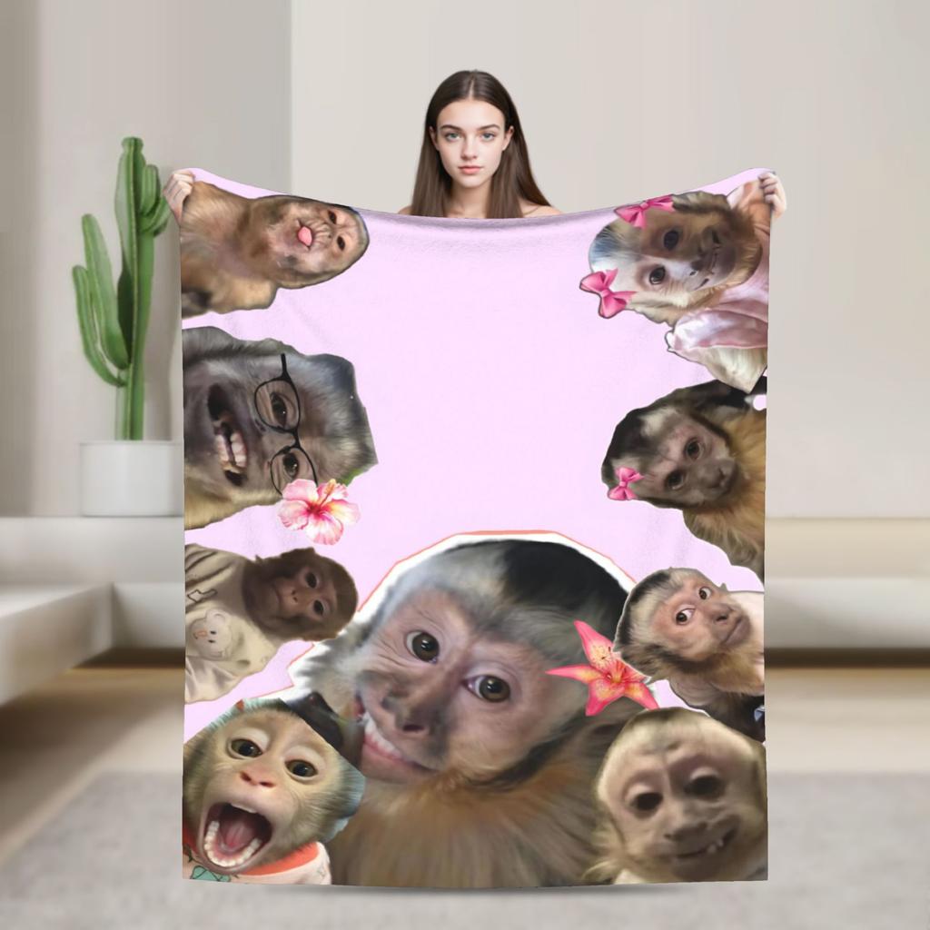 Funny Monkey Cartoon Accessories Fashion Blanket Warm Cozy Fluffy Throw Fashion Blankets for Bed es Multi-size Throws And Fashion Blankets