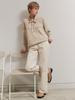 OUEL Wool Silk Blended Nordic Knit+Head Scarf Set_Oatmeal