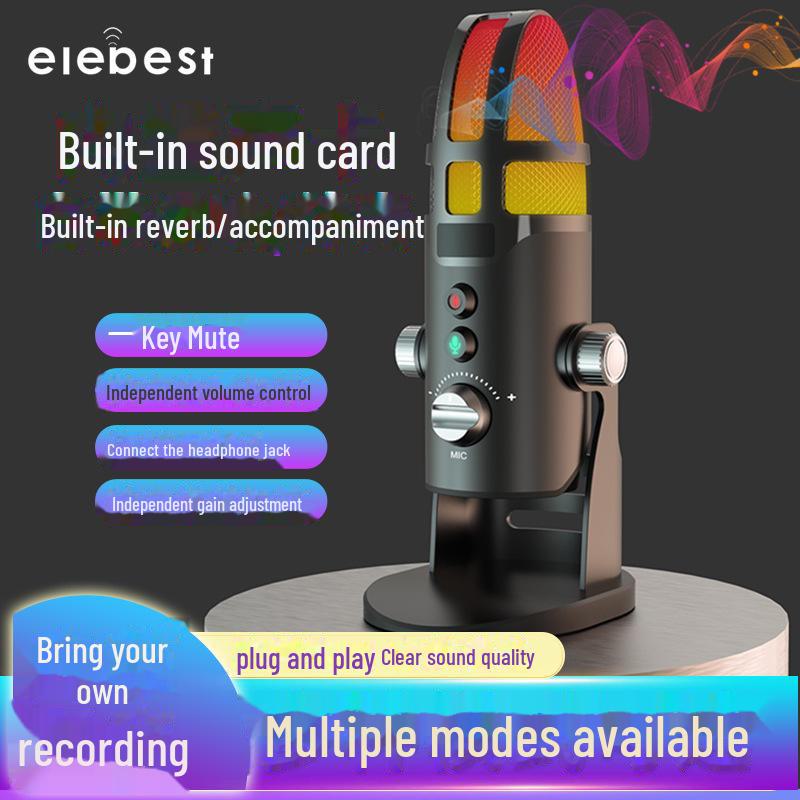 Настольный конденсаторный USB-микрофон с шумоподавлением для игр, потокового вещания и записи