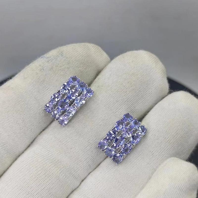 Sace Gems Серьги для женщин, стерлинговое серебро 925 пробы, 3*4 мм, натуральный танзанит, зажим для ушей, Свадебная вечеринка, ювелирные украшения, подарок на праздник