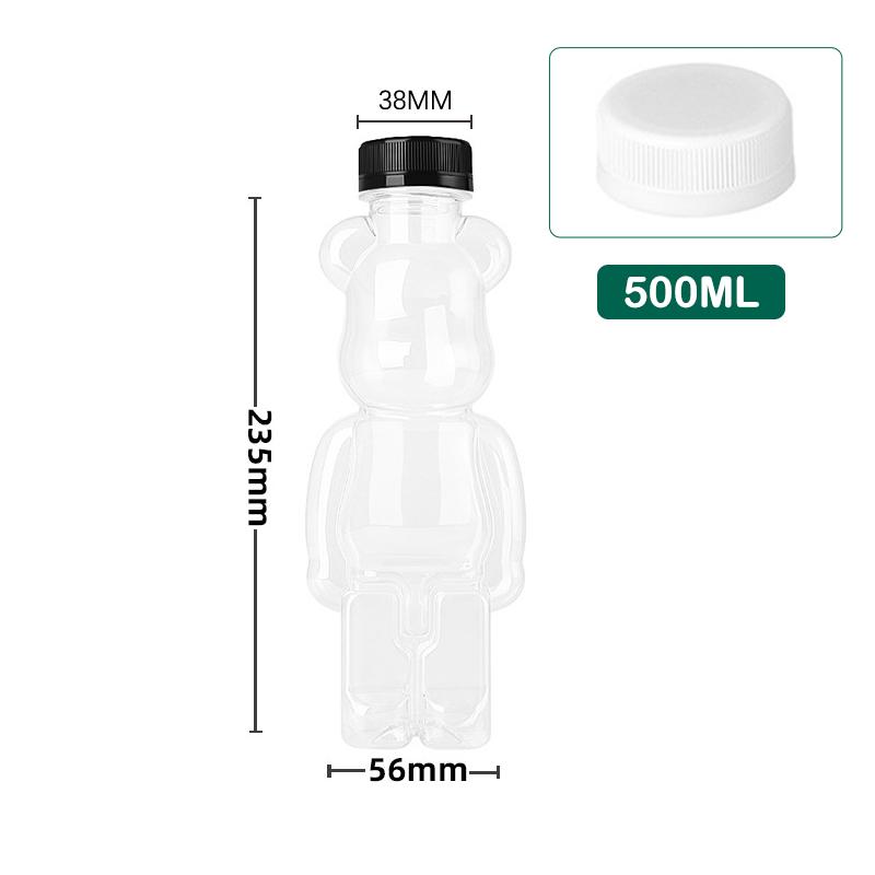 Мультяшная бутылка чая с молоком, кукольный медведь в форме прозрачной утолщенной бутылки сока