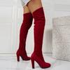 Fashion Winter New Stiletto Pointed Toe Knit Women's Stretch Boots Over The Knee Sock Boots