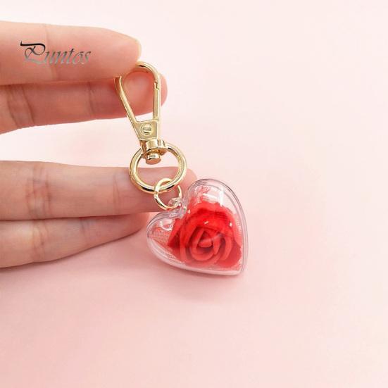 Брелок-подвеска, декор в форме розы, в форме сердца, вечный цветок, зажим из нержавеющей стали, украшение для сумки, кулон, брелок, кулон