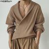 Autumn Men Lapel Neck Long Sleeve Open Front Knitted Sweaters Casual Loose Pullovers