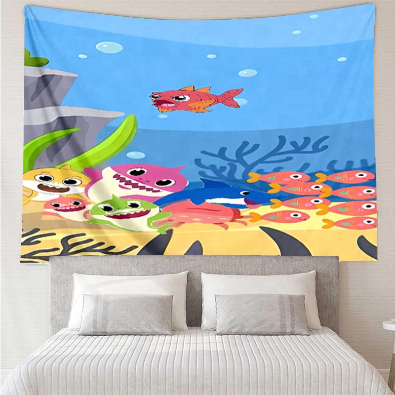 B-Baby Shark Tapestry for Bedroom Aesthetic Classroom Tapestries Wall Hanging for Living Room Dorm Office,Ideal Creative Gift
