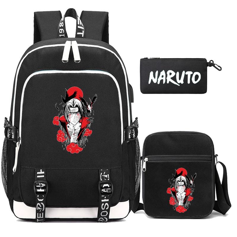 3 шт./компл. рюкзак аниме «Наруто» для мальчиков и девочек-подростков, школьный рюкзак с сумкой на плечо, чехол Pencli, дорожная сумка, рюкзак