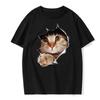 Men's Summer Comfortable Short Sleeve Cute Cat Pattern Casual Fashion Round Neck T-shirt