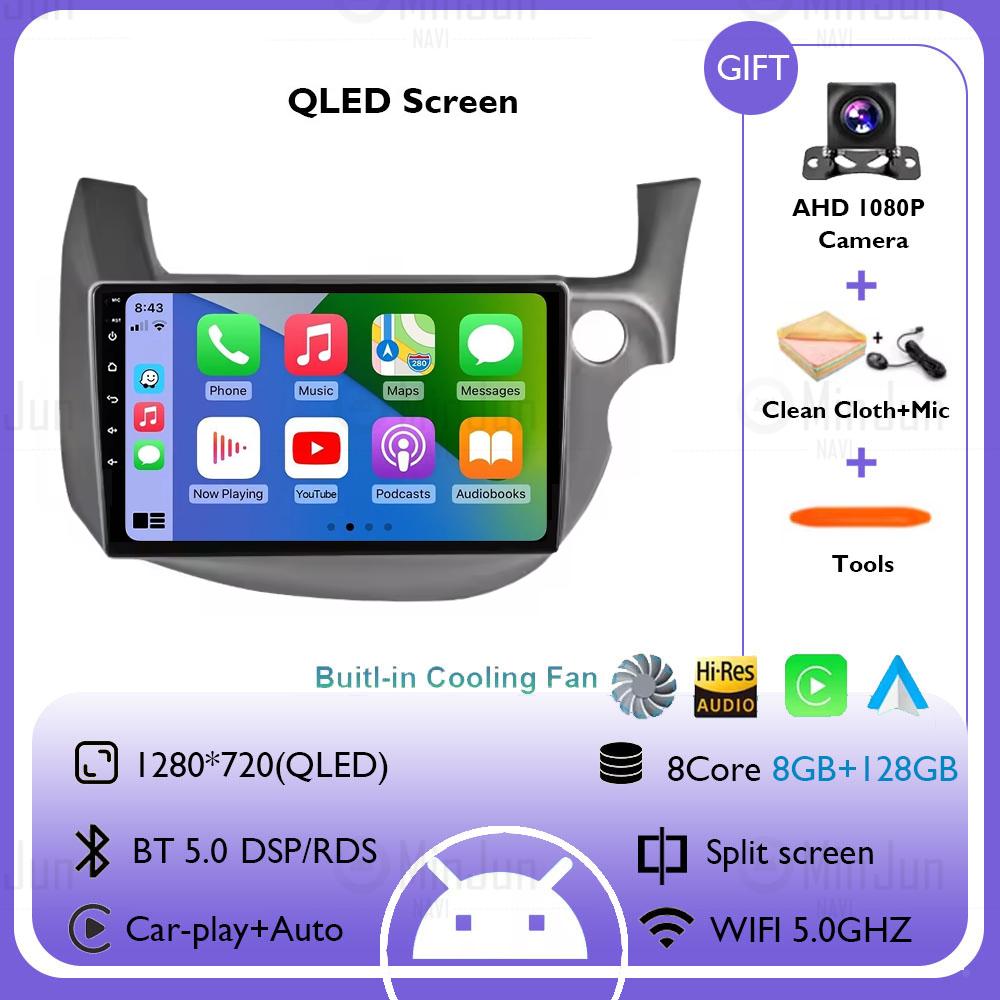 Автомагнитола Android 14 для HONDA FIT JAZZ 2007-2014 Праворульный Carplay Авто Мультимедиа Видео Плеер Разделенный Экран Головное Устройство